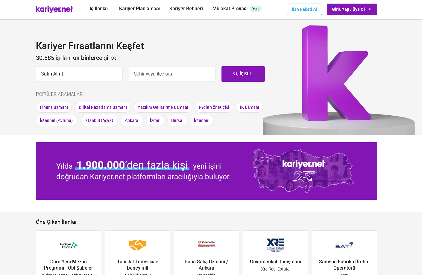 Kariyer.net web sitesi